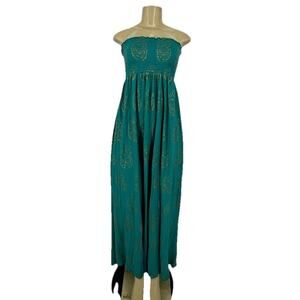 Denim & Supply Ralph Lauren Medium Women Smocked Layers Maxi Dress Shimmer Y8